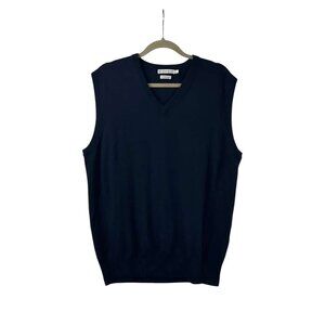 Peter Millar Men's Medium 100% Merino Wool Vest Dark Blue V-Neck Sleeveless